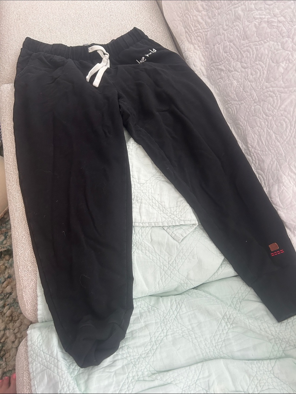 Peace Love World Black Drawstring Joggers